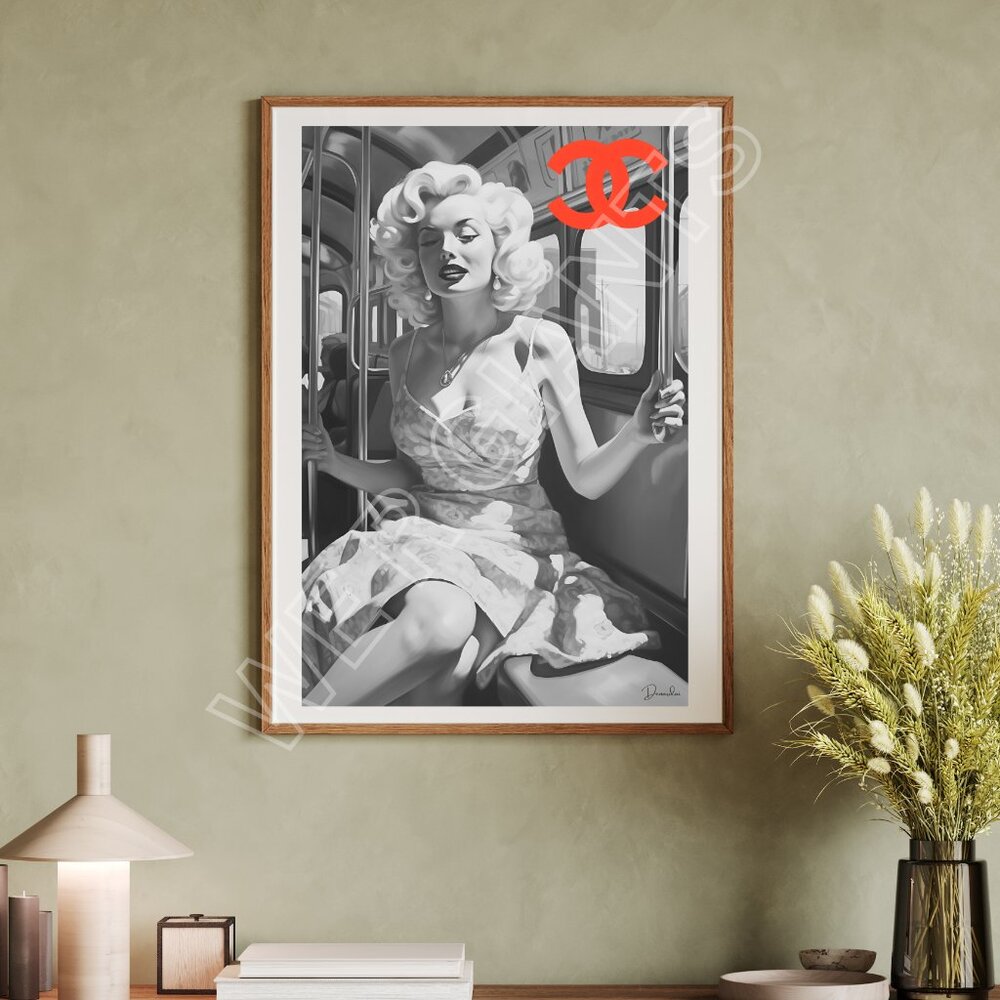 CHANEL Black & White Marilyn Monroe Art  24" x 36"